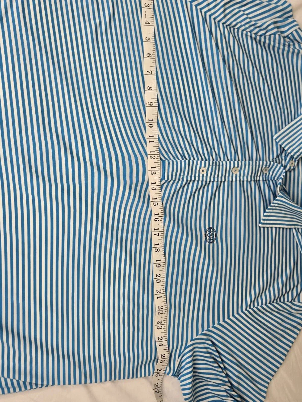 RLX Ralph Lauren Men's XL Blue & White Striped Golf Polo Shirt